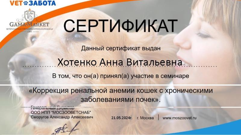 Семинар: «Коррекция ренальной анемии кошек с хроническими заболеваниями почек»